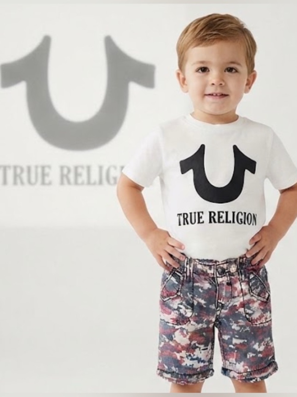 Authentic True Religion designer toddler boys signature shorts size 3T